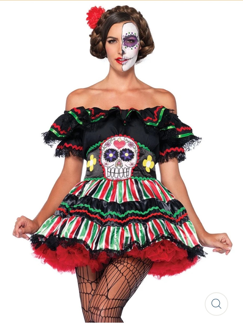 Day of the Dead Girls' Sugar Skull Fiesta women’s Halloween Costume S/M
